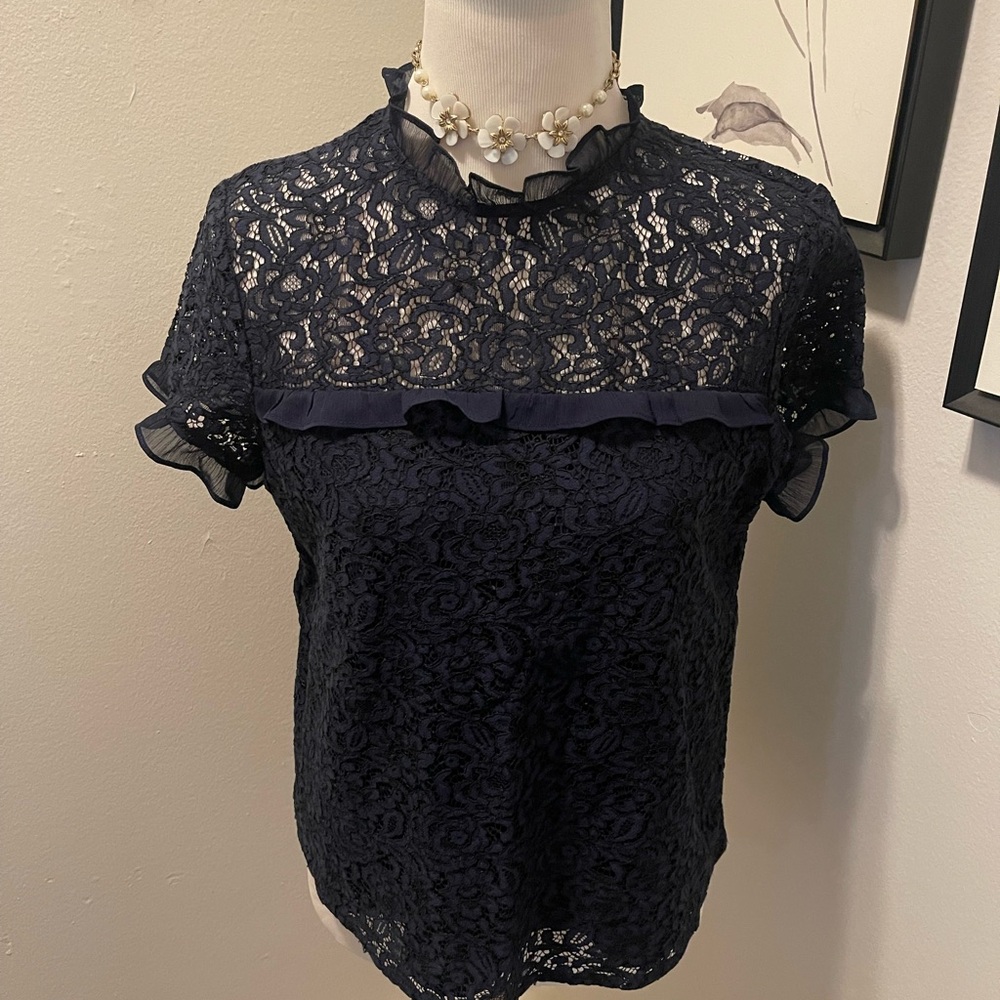 Elegant Lace Navy Lace Top